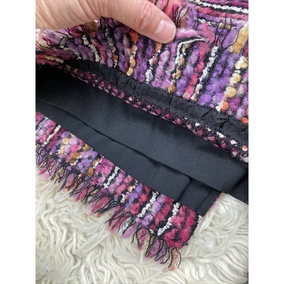 Dana Buchman Size 2 Purple Wool Blend Fringed Pencil Skirt - Picture 3 of 6